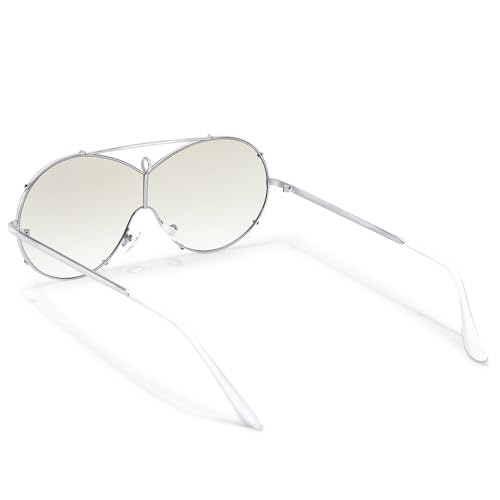 Image of BOTPOV Trendy Aviator Sunglasses Men Women Retro Metal Frame Shades Lentes De Sol Para Mujer BP3612 (Silver Frame /Gradient Silver Lens)