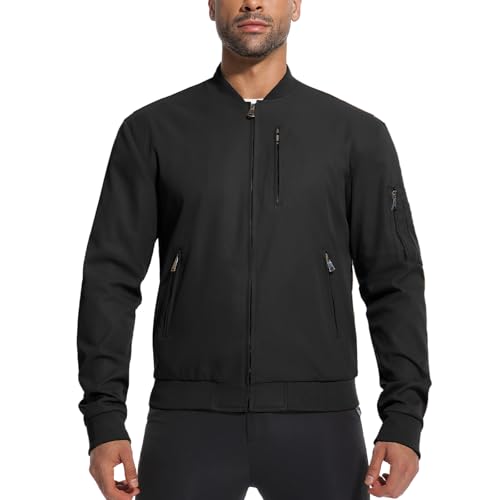 Men's Lightweight Jackets Windbreaker Casual Bomber Jacket Fall Golf Coats With Pockets