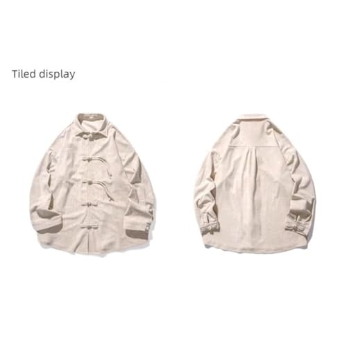 Chinese Style Button Down Collar Men's Oversized Printed Shirt, Retro Style top and Jacket in Spring and Autumn4