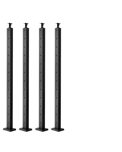 VEVOR Level Drilled Cable Railing Post, 12 Holes, 42x1x2 Inches Stainless Steel Cable Railing System Kit for Indoor Outdoor Deck Balcony, 4 Pack, Black, Product ID 4JZLGZXHS106REP67001V0