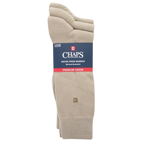 Chaps Men's Classic Dress Crew Socks-3 Pair Pack-Pattern and Solid Color Designs3