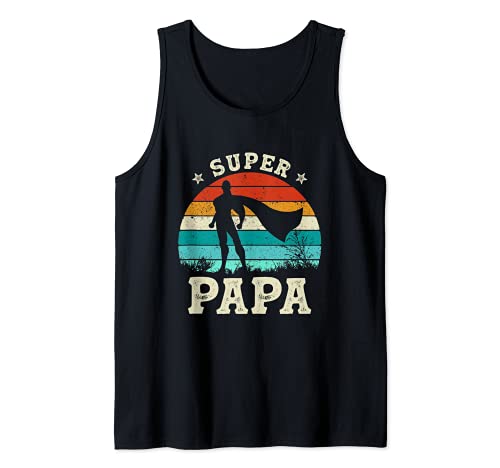 Homme Fête des Pères Meilleur Père Humour Retro Super Papa Parfait Débardeur Cover