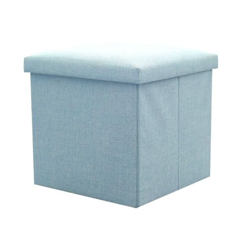 Mateju Baúl Almacenamiento Plegable con Tapa, Taburete Plegable de Almacenamiento otomano Puff Baúl + Regalo Extra (25x25x25cm,Azul bebé)
