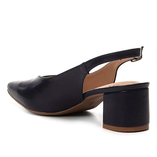 Scarpin Drezzup Chanel Salto Grosso - Marinho - 35