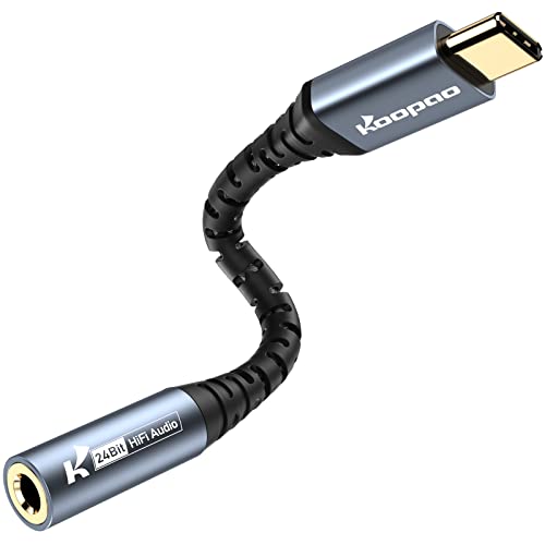 KOOPAO USB C Headphone Adapter-USB C to Aux 3.5mm Female Jack, USB Type C Male to 3.5mm Headphone Jack Female Audio aux Adapter for Samsung Galaxy Note 10 Plus,Google Pixel 6,Pixel 5,ect