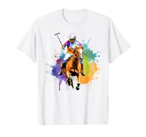 Colorful Polo Player Boy on Mens Polo (Equestrian) T-Shirt