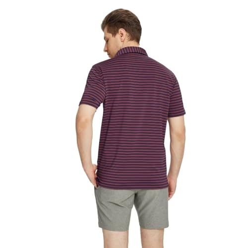 M MAELREG Camisas de golfe masculinas manga curta ajuste seco casual listrado desempenho absorção de