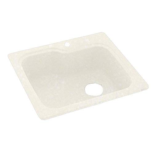 Swanstone KS02522SB.059 Solid Surface 1-Hole Dual Mount Single-Bowl Kitchen Sink, 25-in L X 22-in H X 9-in H, Tahiti Ivory