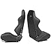IKON MOTORSPORTS, Universal Racing Seats with Dual Sliders, Reclinable Black PU Leather & Shinny Mesh Fabric Sport Bucket Seats, 1 Pair Driver + Passenger Side