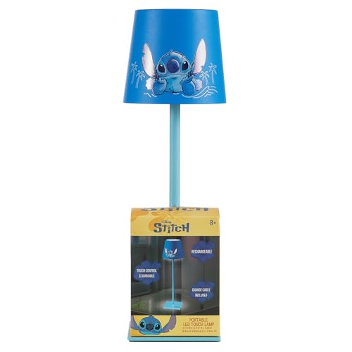 Disney Lilo and Stitch Kids Touch Night Light Lamp Rechargeable Battery Operated Bedroom Table Lamp with Touch On/Off Portable LED Desk Light with Charging Cord for Nursery & Childrens Room