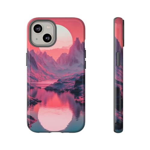 Coque iPhone 14 coucher de soleil rose évasion nature pour vos sorties quotidiennes