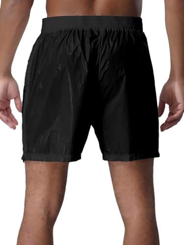 Men's Wet Look Shorts Side Zipper Swim Trunks Loose Slim Fit Shorts Quick-Dry Swimsuit2