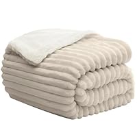 BEDELITE Kuscheldecke Flauschig Decke 150x200 - Dicke XL Sherpa Decken Beige für Couch, warme Cord Kuscheldecken weiche Fleecedecke Wohndecke als Couch Überwurf für Wohnzimmer