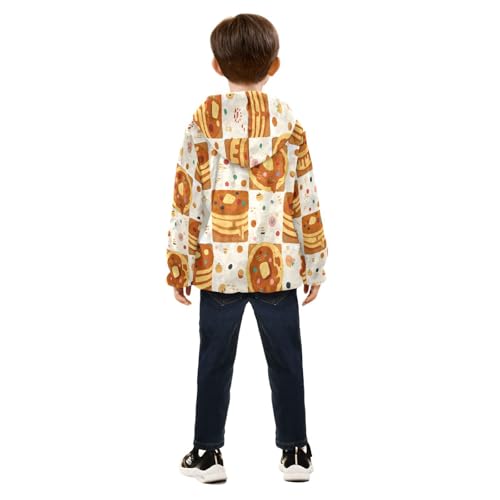 Pancakes and Donuts Pattern Design Toddler Fleece Jacket Girl Boys Hooded Fleece Jacket Coat W4