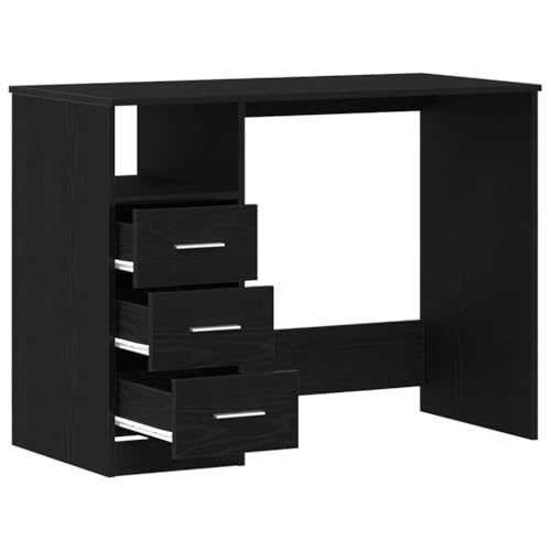 Bureau d'ordinateur en bois chêne noir avec étagère - 6