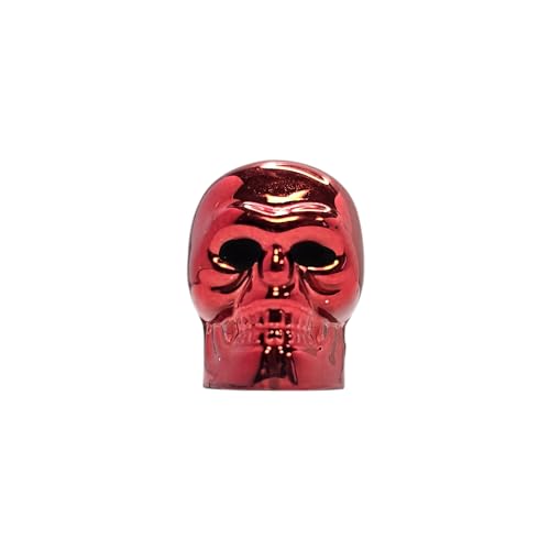 cyclingcolors 2 x Tapas de Válvula Calavera de Plástico para Válvulas Schrader en Bicicleta, Motocicleta, Coche, Quad y E-Scooter, Rojo miniatura 2