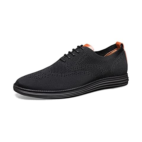 Mens Knit Mesh Sneakers Oxford Casual Shoes Smart Business Work Office Lightweight Breathable Walking Shoes Black Cover