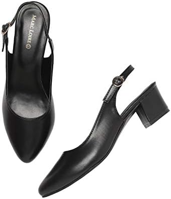 Marc Loire Women's Pointed Toe Block Heel Pumps for Office, Party and Formal Occasions