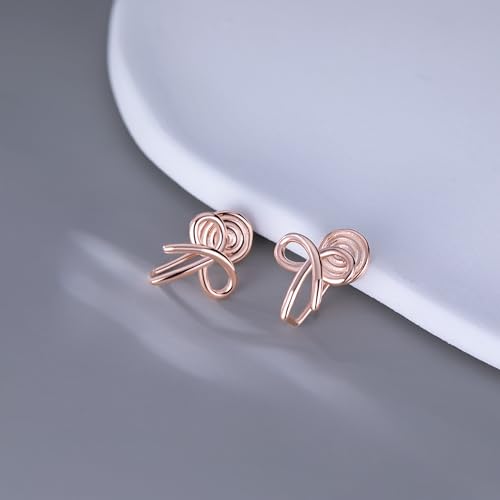Image of Reffeer Solid 925 Sterling Silver Bow Clip On Earrings Ribbon for Women Bowknot Cuff Earrings Non Pierced Wrap Earrings