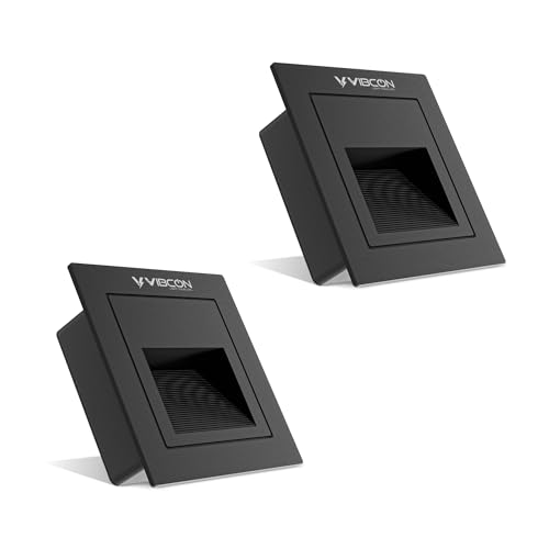 Image of Rio Step Outdoor 5W LED Step Light Outdoor, IP65 Waterproof Wall Recessed Stair Light, Aluminum Body, Rio Design for Garden, Pathway & Staircase (Black Body, Warm White, Pack of 2)