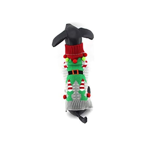 Dr.JIEER Dog Costume, Christmas Knitted Jumper, Cotton Dog Sweater for Parties, Winter Coat, Dressing Up, Puppy Gift, Fashion Pet Costume (Clown, Large) Cover