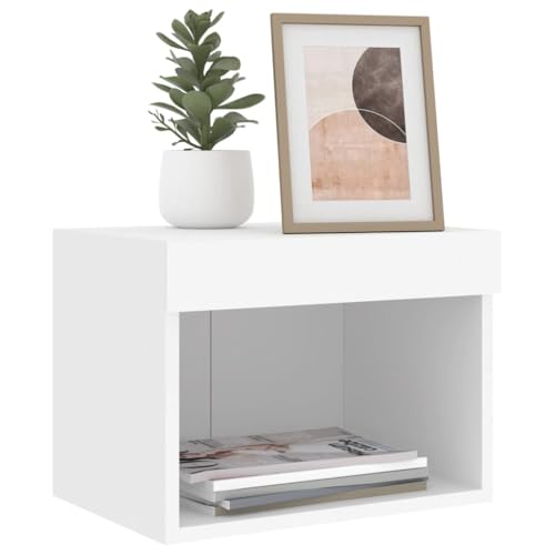 Table de chevet murale blanche au design flottant épuré avec éclairage LED intégré - 6