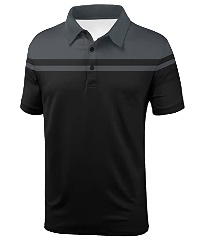 Secood Mens Polo Shirts Short Sleeve Casual Summer Tactical Bowling Golf Tennis T-Shirt Dry Fit,Grey Black Xl #TOP1