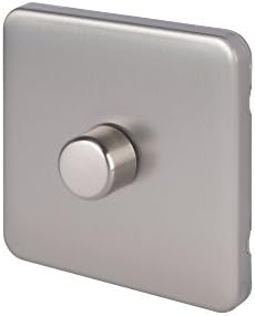 Schneider Electric Lisse Screwless Deco - Single 2 Way LED Dimmer Light Switch, 100W/VA, GGBL6012LSSS, Stainless Steel