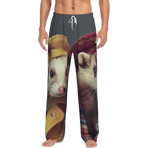 Pantalon de pyjama homme à imprimé furets en tissu doux pour la nuit