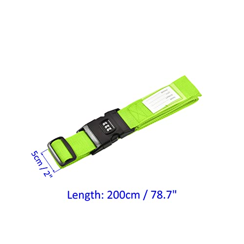 Image of M METERXITY 1 Pack Luggage Strap Suitcase Belt- Travel Combination Lock Adjustable Baggage Accessory with Buckle, Apply to Suitcase (79x2 Inch, Light Green)