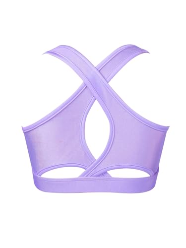 Kids Girls Plain Crop Top & Skater Skirt Set Tennis Golf Outfit 2 Piece Sport Training Tacksuit Set Activewear Lavender&Black 8 Years4