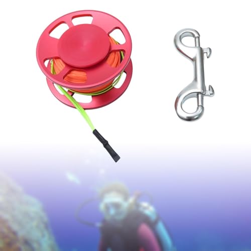 Yiju Scuba Diving Reel, Scuba Spool Finger Reel, Diving Finger Reel with Double Ended Bolt Snap Clip, Red