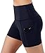 Minetom Femme Shorts de Sport, Eté Fitness Pantalon Grande Taille Mode Pantalons Courtes de Yoga avec Poche latérale Taille Haute Legging Sport Exercices Leggings D Bleu Large