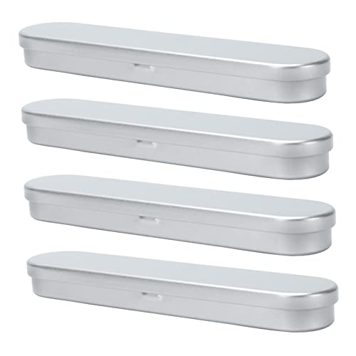 NOLITOY 4 個 ブリキ箱 リュック 立方体 蓋付きの収納箱 収納バスケット ブリキペンホルダー 万年筆 錫 メタルペンホルダー 角型メタルペン入れ 真鍮のペンケース Silver