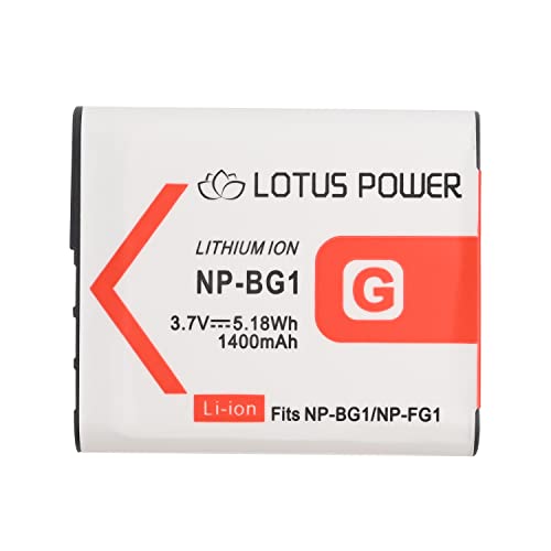 LOTUS POWER NPBG1 NP-BG1 Batterie 1400mAh 3,7V Haute Capacité, Batterie de Remplacement NPFG1 NP FG1 pour Caméra Sony Cyber-Shot DSC-W35 / DSC-N1 / DSC-T100...
