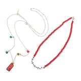 OATIPHO Halskette mit Weihnachtsanhängern, Perlenhalskette für Damen, festliche Weihnachtsbotschaft, für Weihnachten und den täglichen Gebrauch