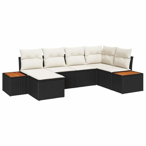 vidaXL Conjunto de sofá de jardín 6 pcs Negro ratán sintético, Sofá de Rattan Moderno, Muebles Ligeros para Jardín y Terraza, Estilo y Durabilidad en tu Patio