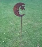 Zen Man Gartendeko,Edelrost Mond,Gartenstecker aus Metall H120cm Deko Eisen Garten