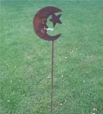 Zen Man Gartendeko,Edelrost Mond,Gartenstecker aus Metall H120cm Deko Eisen Garten