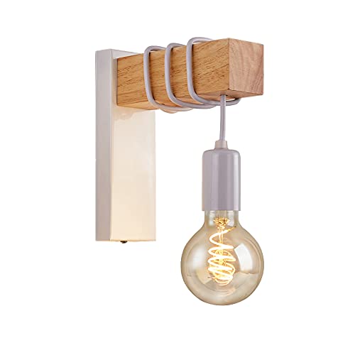 Moderno E27 Lampada da Parete in Metallo e Legno