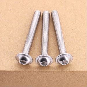 M8-1.25 x 40mm (10 pcs) Flanged Button Socket Head Cap Screws, 304 Stainless Steel, Full Thread, ISO7380-2