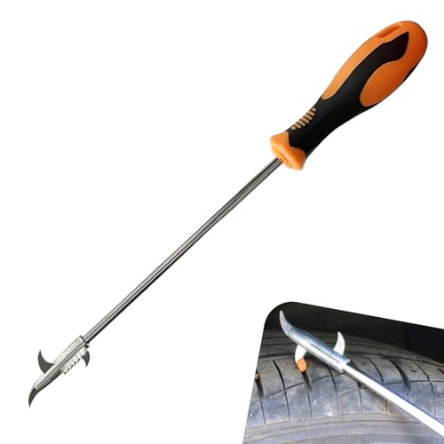 Foelony Car Tire Stones Remover Hook, Portable Car Tire Groove Cleaning Hook, Stainless Steel Tyre Repair Tool, Universal Wheel Cleaning Tool (Silver)