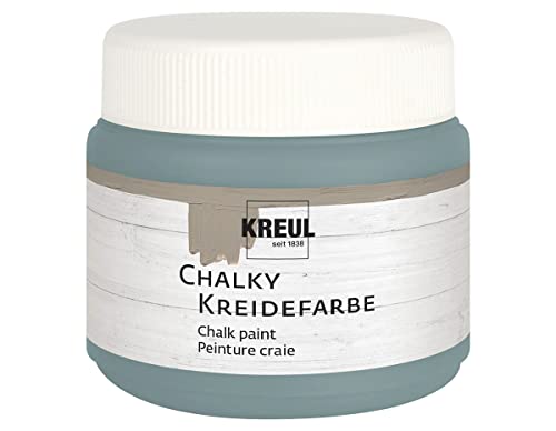 KREUL Chalky Kreidefarbe 150 ml 75317-Chalky Chalk Paint, Sir Petrol en Lata de plástico, Color Suave-Mate, Opaco cremoso, Secado rápido, para Efectos de Aspecto Usado, Multicolor, 150