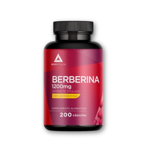 Berberina pura 98% 1200mg 200 cápsulas | Berberis Aristata estandarizada 98% | Extracto concentrado Berberina 100:1 | Salud Metabolica | Bodyathlon