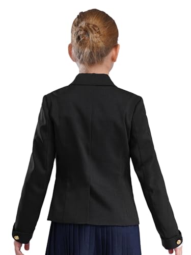 Hularka Kids Girls Blazer Jacket Solid Color Lapel Suit Long Sleeve Blazers Button Down School Uniform Coat Dress Tops2
