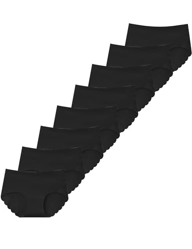 Kiench Teen Girls Seamless Underwear No Show Hipster Panties Tagless Pack of 8