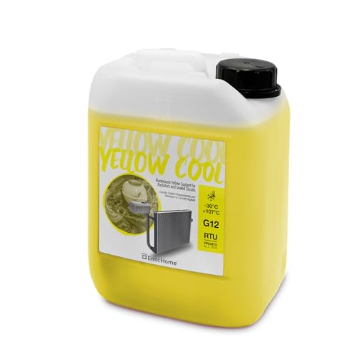 ERRECHOME Yellow Cool, Yellow Coolant and Antifreeze -30°C/+107°C, Fluorescent Formulation with organic-based OAT inhibitor package, G12, Ready to Use, 5 Litre