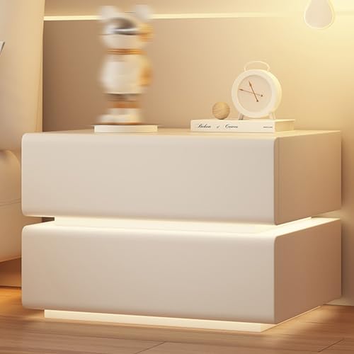 Table de chevet avec tiroir caché et éclairage LED intégré moderne - 2
