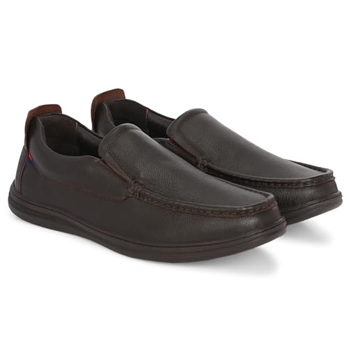 Image of Blue Leather by Centrino Genuine Leather Slip-On Men's Formal Shoe |Stylish with Soft Cushioned Insole |Trendy Non Lace-Up Design |Durable Leather with Anti-Skid Sole | Perfect for Formal Wear (3998)