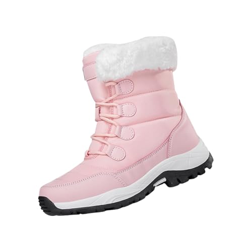 Generisch - Botas de invierno para mujer, forro cálido, botas de nieve cómodas, suaves y cómodas, antideslizantes, de piel clásica, elegantes, para exteriores y días de invierno, rosa, 39 EU
